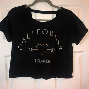 Forever 21 Black T-Shirt Crop Top
